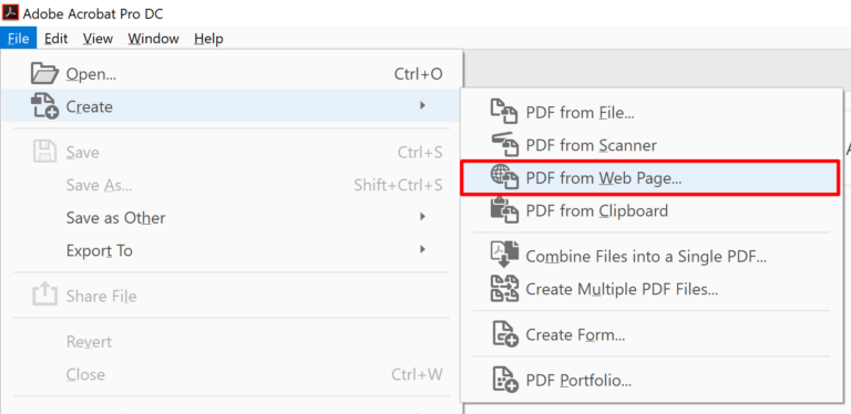 Create PDF from web page example