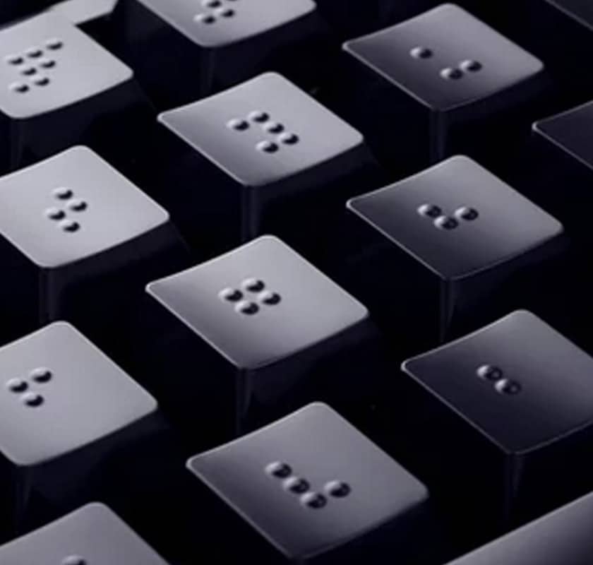 Closeup of braille keyboard